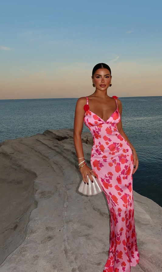 Robe rose à détails