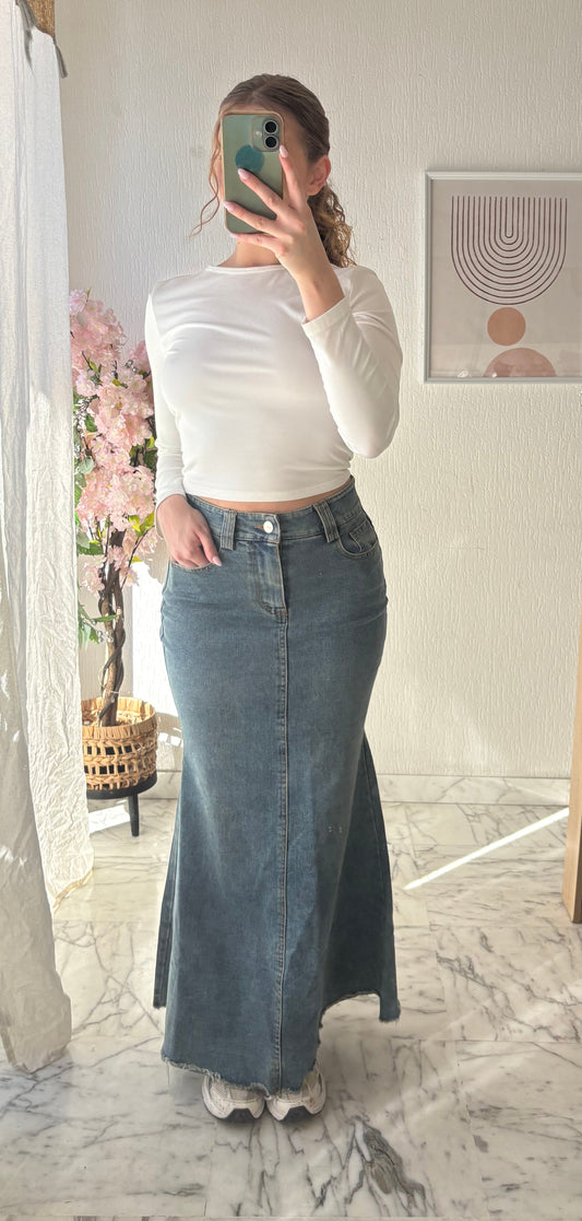 Jupe en jean coupe évasée type sirène